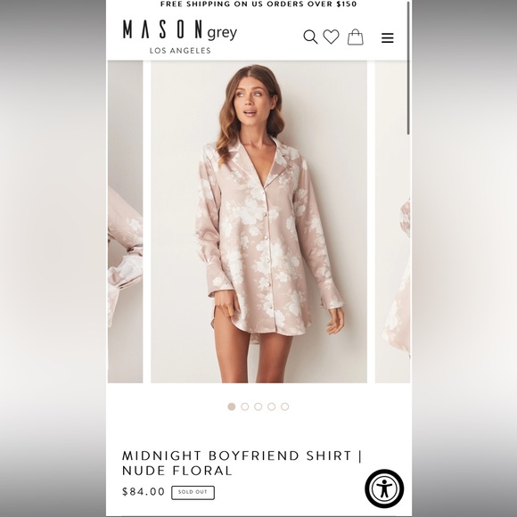 MIDNIGHT BOYFRIEND SHIRT | NUDE FLORAL × 1 Size Small NWT - Picture 4 of 4